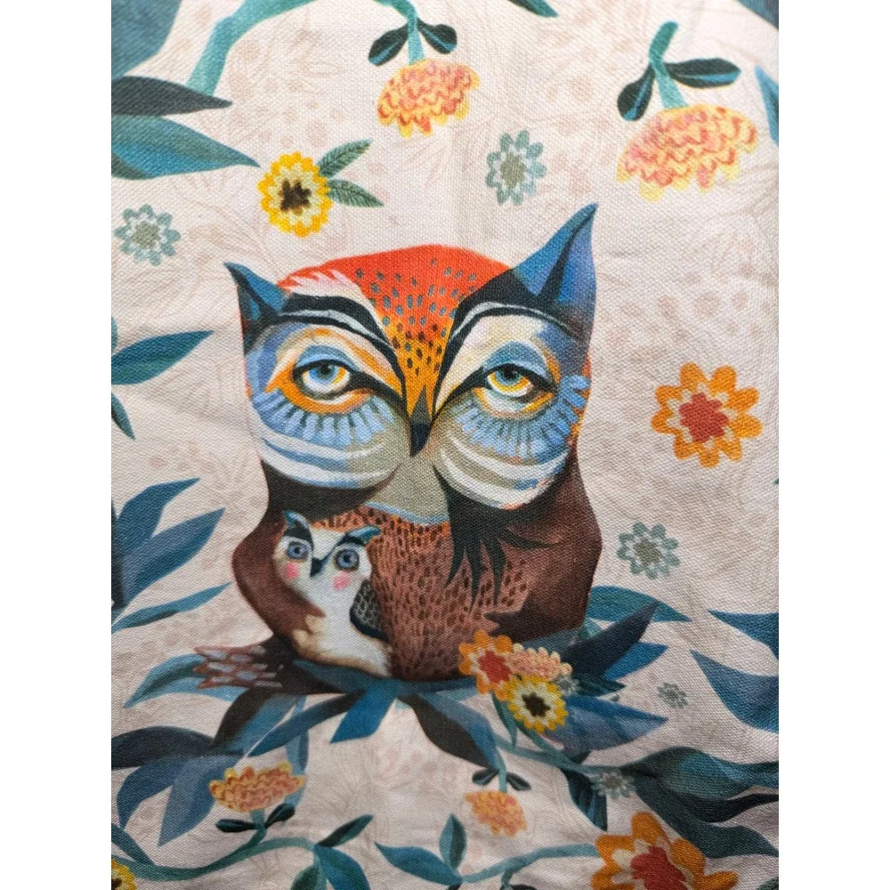 Michelle Allen Designs Enesco Owl & Owlet Tote Bag Floral Cotton Canvas NWT